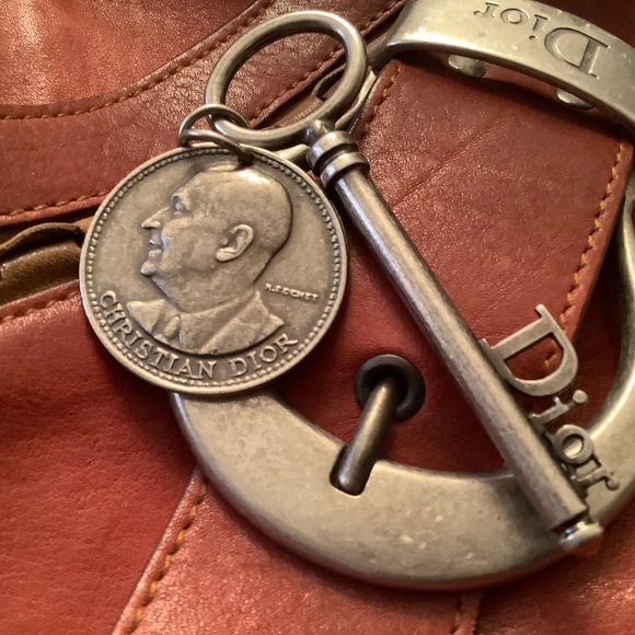 Christian Dior Gaucho Saddle Bag Leather Silver Coin Charm One Shoulder - Picture 12 of 14